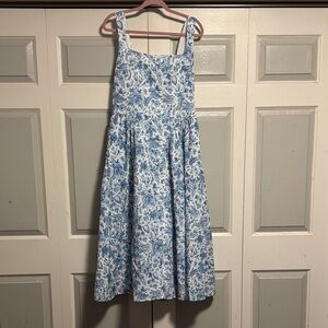 Commense NWT Blue Floral Square-Neck Sundress size Large with pockets